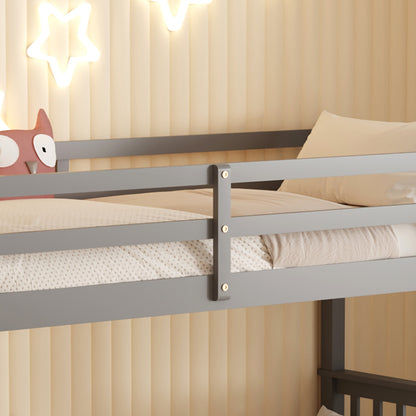 Bunk Bed For Children Lantai Hm682.05 Pine Wood In Grey-mattresses 190x90cm