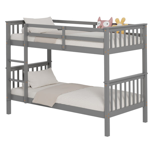 Bunk Bed For Children Lantai Hm682.05 Pine Wood In Grey-mattresses 190x90cm