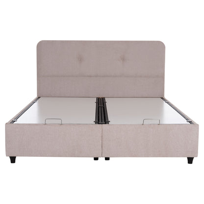 Bed With Storage Space Dolores Hm631.32 Beige Fabric- For Mattrerss 160x200cm