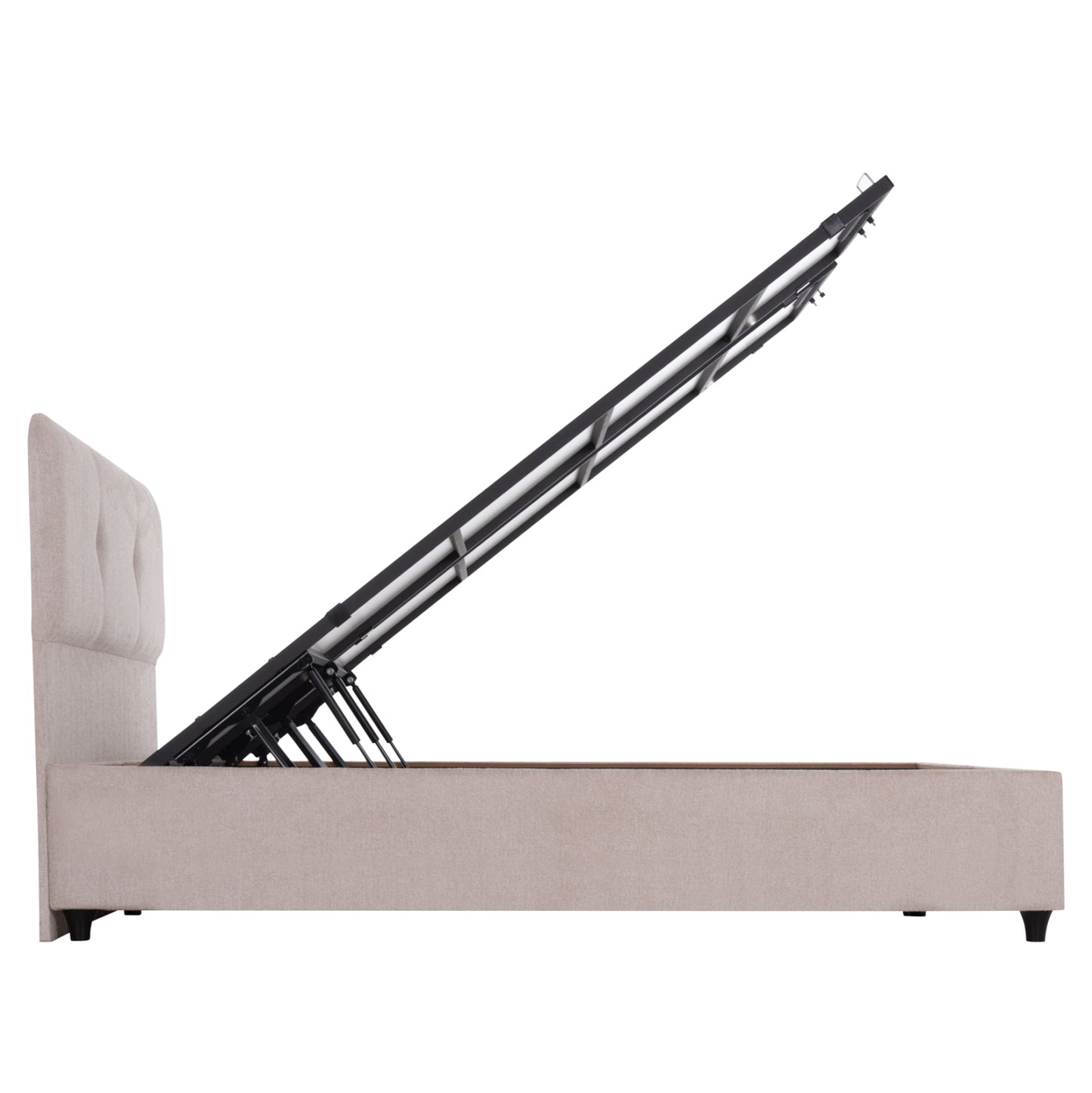 Bed With Storage Space Dolores Hm631.32 Beige Fabric- For Mattrerss 160x200cm