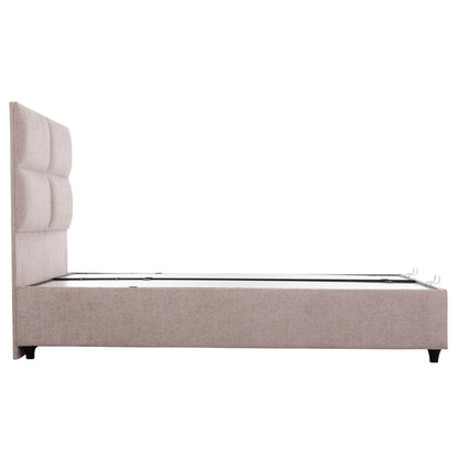 Bed With Storage Space Milo Hm738.22 Beige Teddy Fabric For Mattress 140x200cm