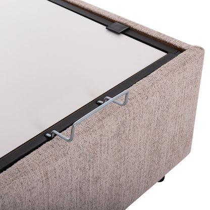 Bed With Storage Space Milo Hm738.22 Beige Teddy Fabric For Mattress 140x200cm