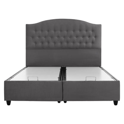 Hm624.10 Bed Malena, Grey Velvet, Storage Space, Quilted, 160x200