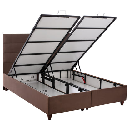 Hm623.02  Brown Velvet Bed With Storage Space Eloise For Mattress 160x200 Cm.