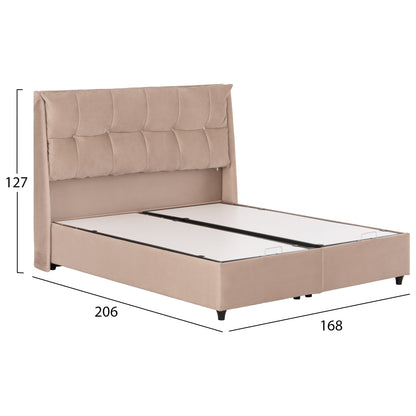 Bed With Storage Space Dreamlet Hm716 Beige Velvet -for Mattress 160x200cm.