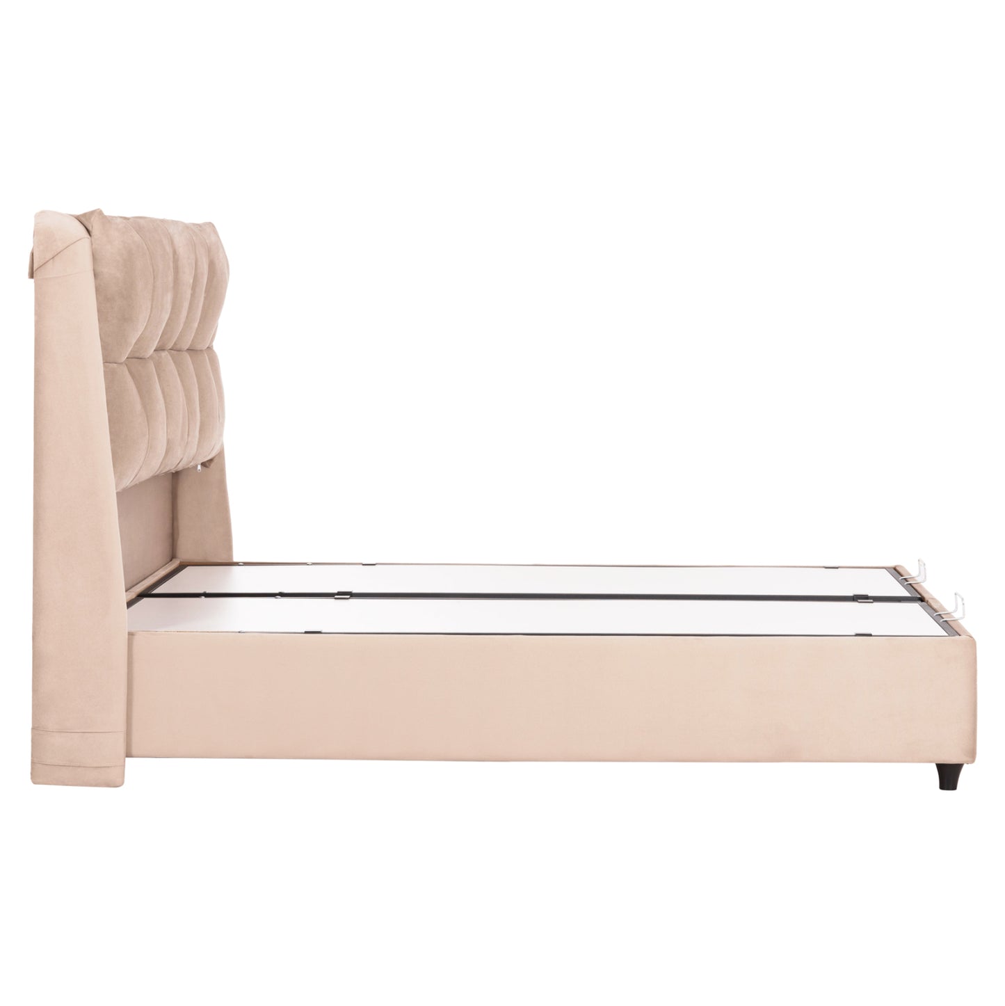 Bed With Storage Space Dreamlet Hm716 Beige Velvet -for Mattress 160x200cm.