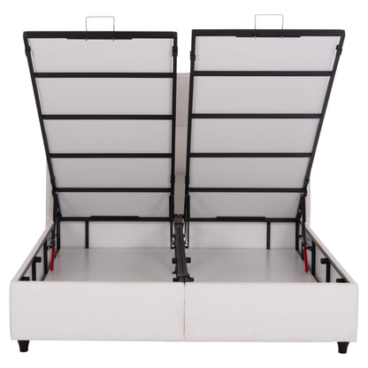 Bed With Storage Space Dreamlet Hm716.03 White Teddy Fabric -for Mattress 160x200cm.