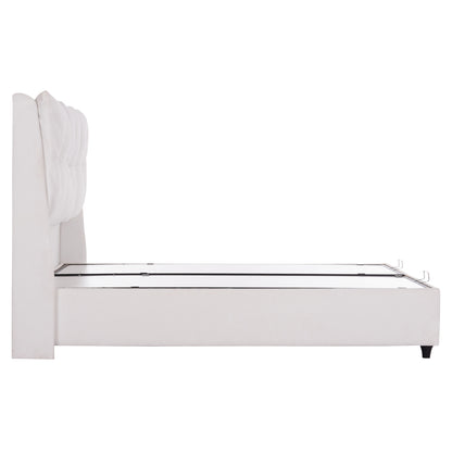 Bed With Storage Space Dreamlet Hm716.03 White Teddy Fabric -for Mattress 160x200cm.
