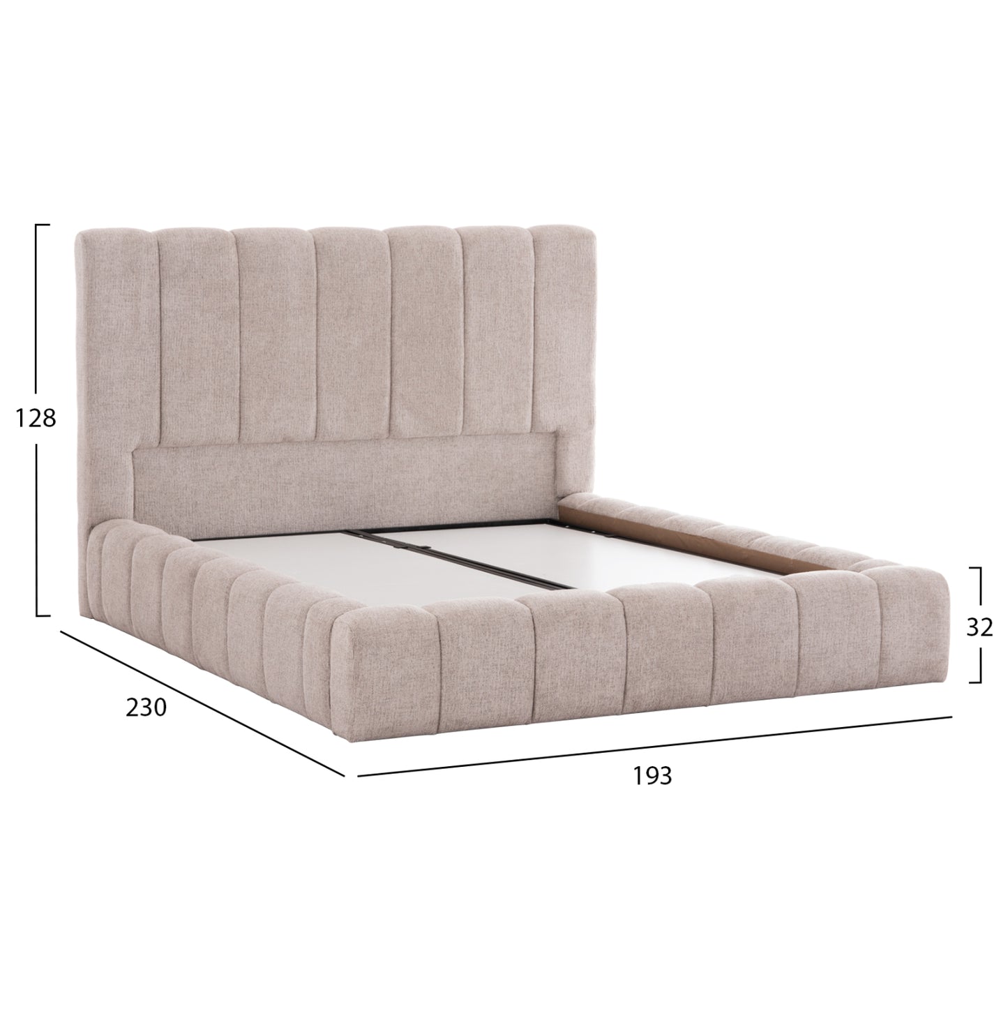 Bed With Storage Space Remo Hm719.10 Teddy Fabric In Beige-for Mattress 160x200cm.