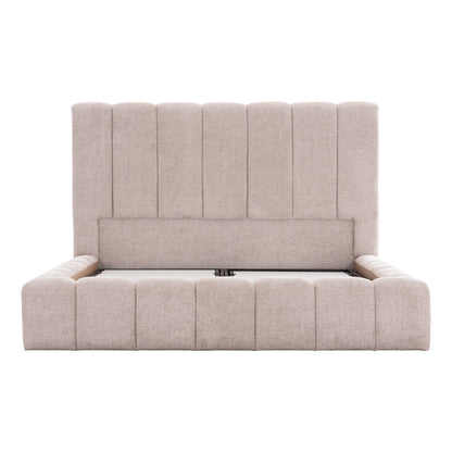Bed With Storage Space Remo Hm719.10 Teddy Fabric In Beige-for Mattress 160x200cm.