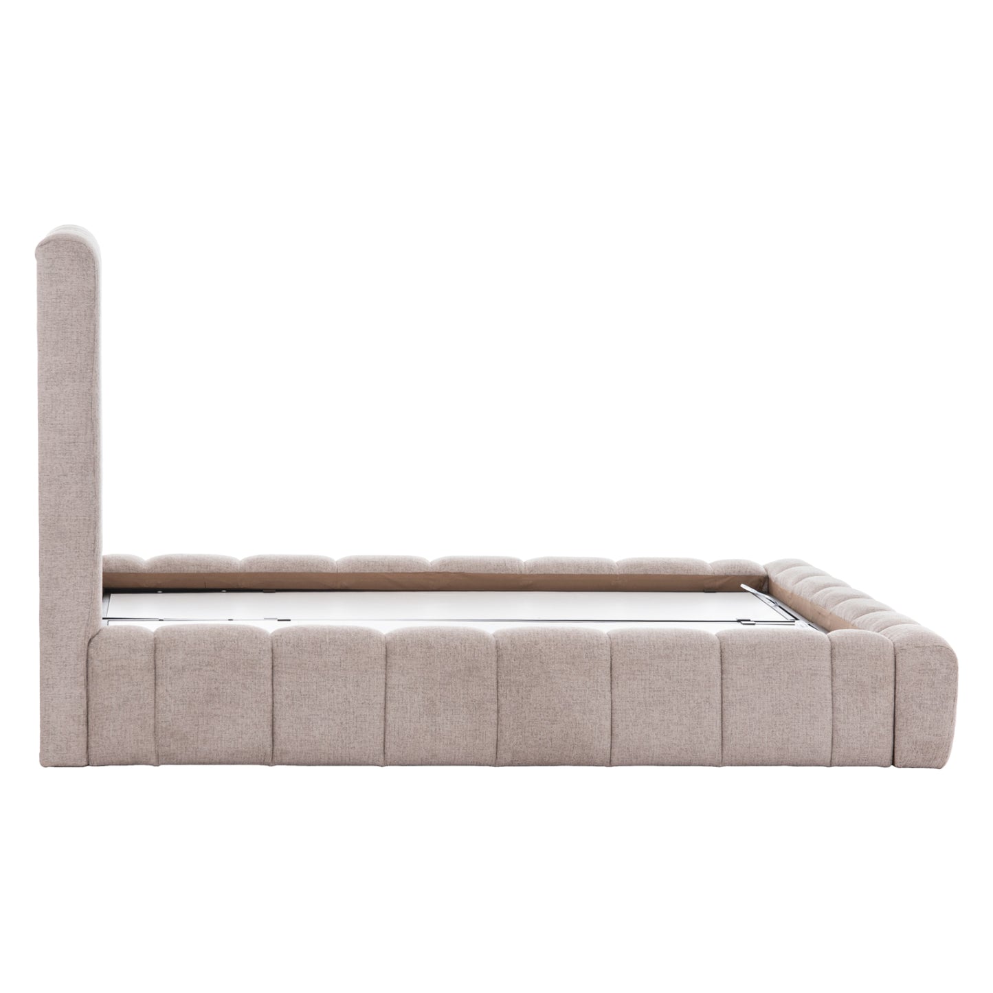 Bed With Storage Space Remo Hm719.10 Teddy Fabric In Beige-for Mattress 160x200cm.