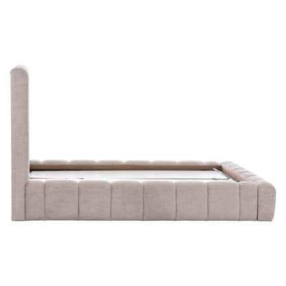 Bed With Storage Space Remo Hm719.10 Teddy Fabric In Beige-for Mattress 160x200cm.
