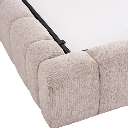 Bed With Storage Space Remo Hm719.10 Teddy Fabric In Beige-for Mattress 160x200cm.