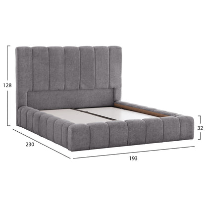 Bed With Storage Space Remo Hm719.22 Teddy Fabric In Grey-for Mattress 160x200cm.