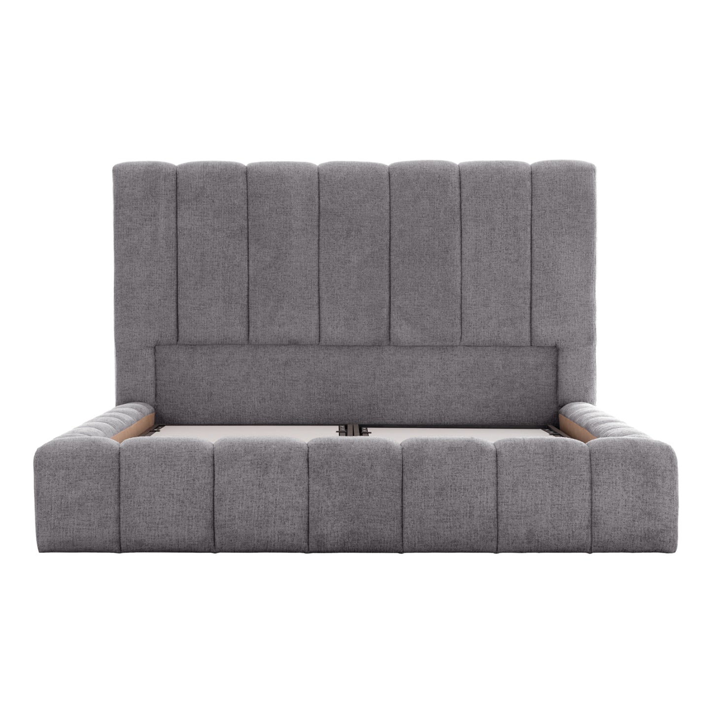 Bed With Storage Space Remo Hm719.22 Teddy Fabric In Grey-for Mattress 160x200cm.