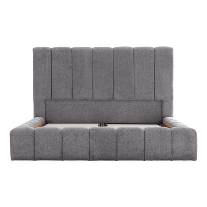 Bed With Storage Space Remo Hm719.22 Teddy Fabric In Grey-for Mattress 160x200cm.