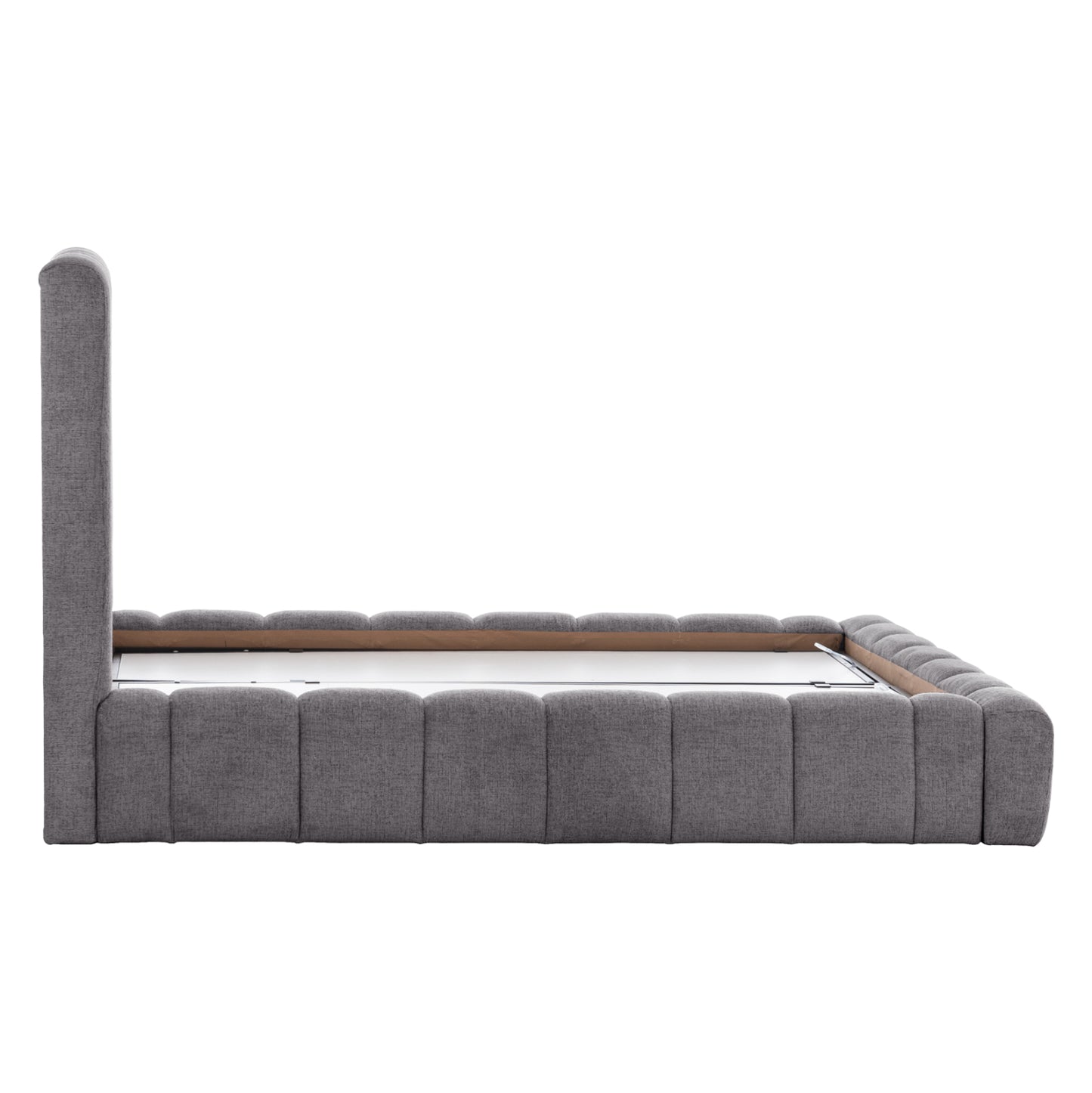 Bed With Storage Space Remo Hm719.22 Teddy Fabric In Grey-for Mattress 160x200cm.