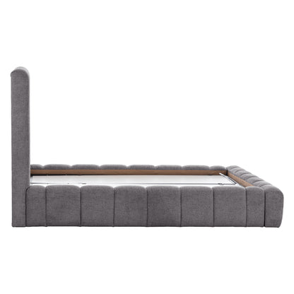 Bed With Storage Space Remo Hm719.22 Teddy Fabric In Grey-for Mattress 160x200cm.