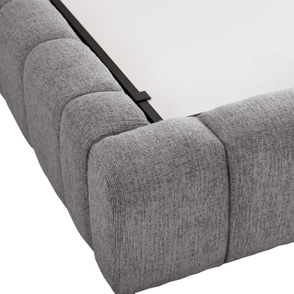 Bed With Storage Space Remo Hm719.22 Teddy Fabric In Grey-for Mattress 160x200cm.