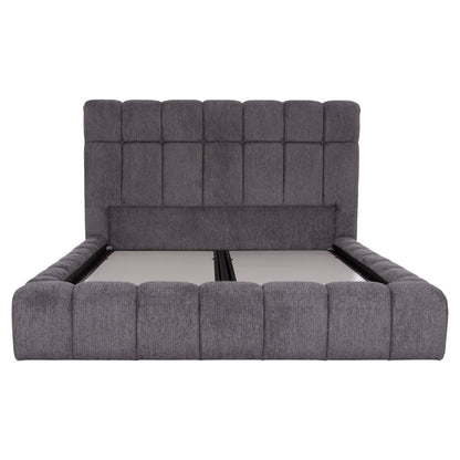 Bed With Storage Space Ramon Hm720.22 Teddy Fabric In Grey-for Mattress 160x200cm.