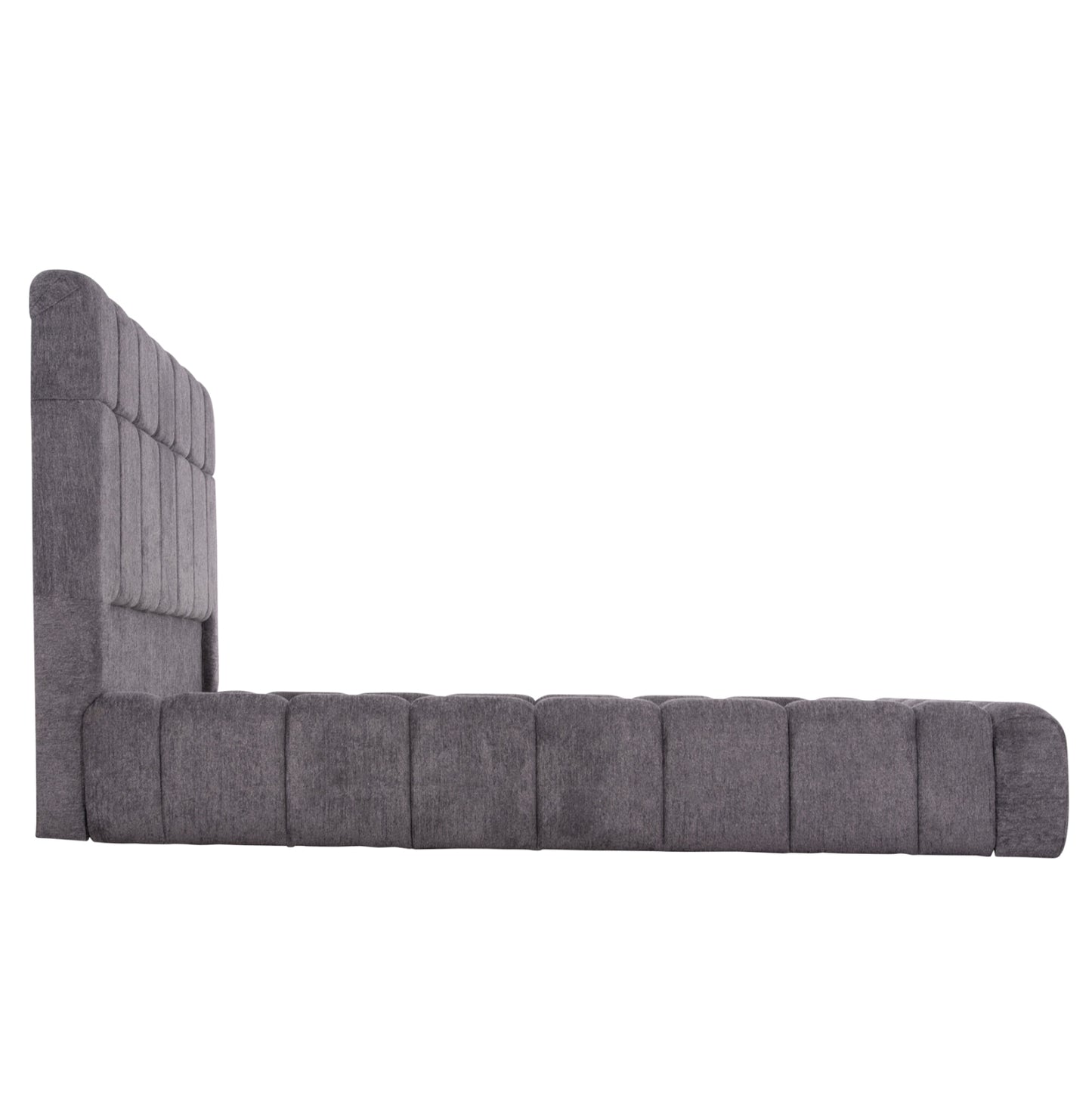 Bed With Storage Space Ramon Hm720.22 Teddy Fabric In Grey-for Mattress 160x200cm.