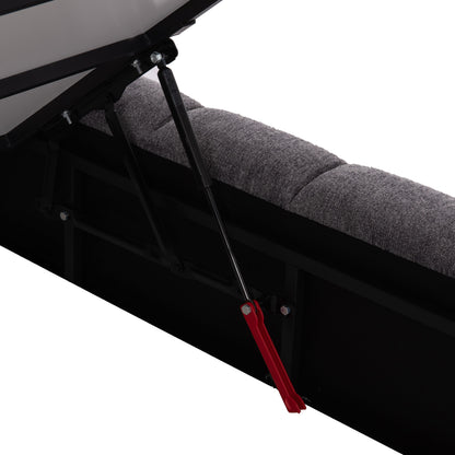 Bed With Storage Space Ramon Hm720.22 Teddy Fabric In Grey-for Mattress 160x200cm.