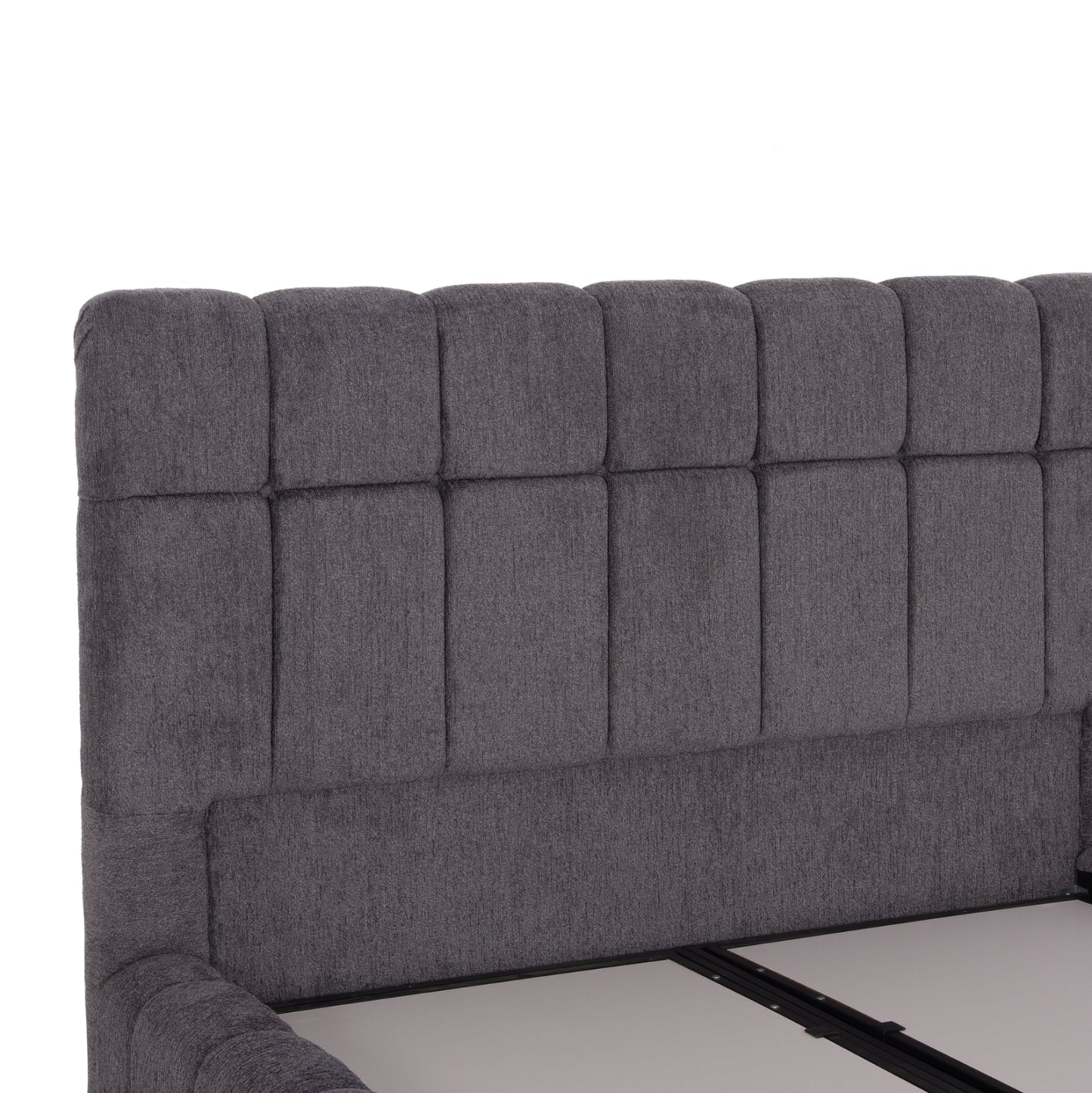 Bed With Storage Space Ramon Hm720.22 Teddy Fabric In Grey-for Mattress 160x200cm.