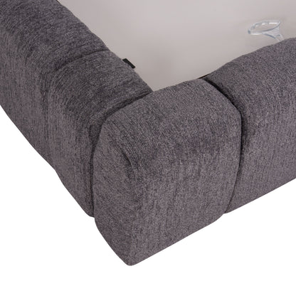 Bed With Storage Space Ramon Hm720.22 Teddy Fabric In Grey-for Mattress 160x200cm.