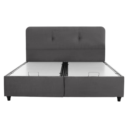 Hm631.10 Bed Dolores, Storage Space, Grey Velvet, 160x200