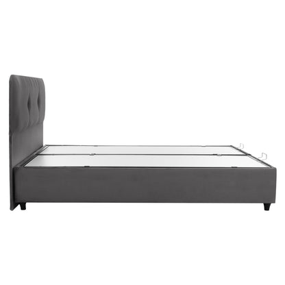 Hm631.10 Bed Dolores, Storage Space, Grey Velvet, 160x200