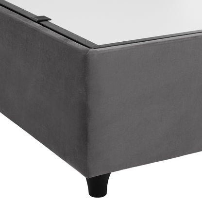 Hm631.10 Bed Dolores, Storage Space, Grey Velvet, 160x200