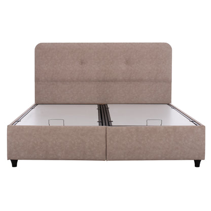 Hm631.22 Bed Dolores, Storage Space, Beige Fabric, 160x200