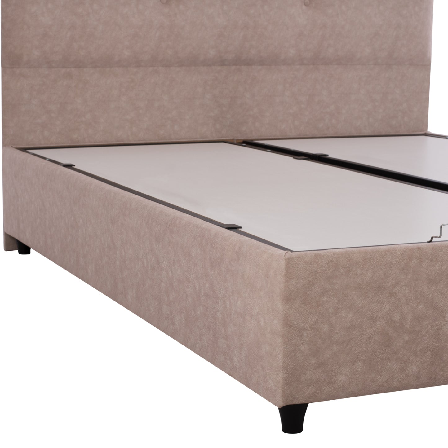 Hm631.22 Bed Dolores, Storage Space, Beige Fabric, 160x200