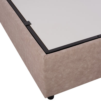 Hm631.22 Bed Dolores, Storage Space, Beige Fabric, 160x200
