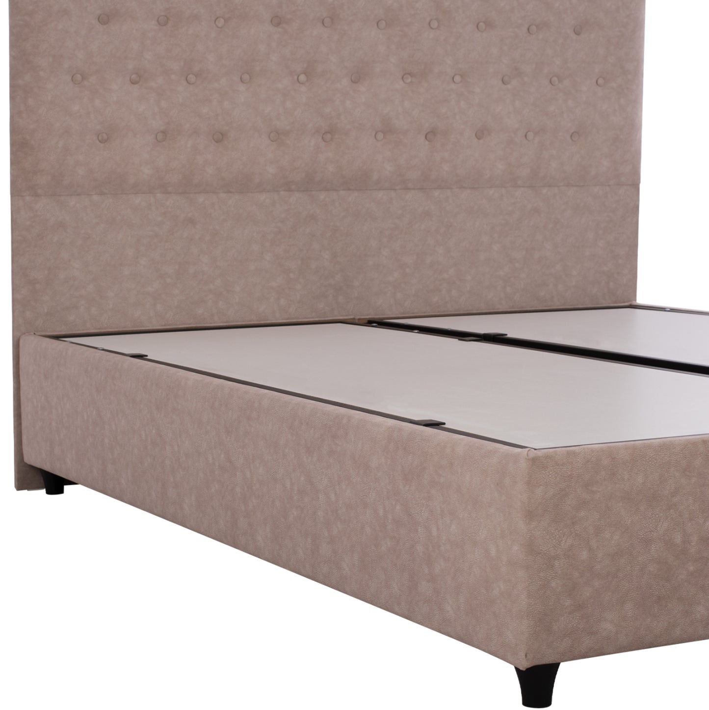Hm624.22 Bed Malena, Storage Space, Beige Nubuck-type Fabric, 160x200