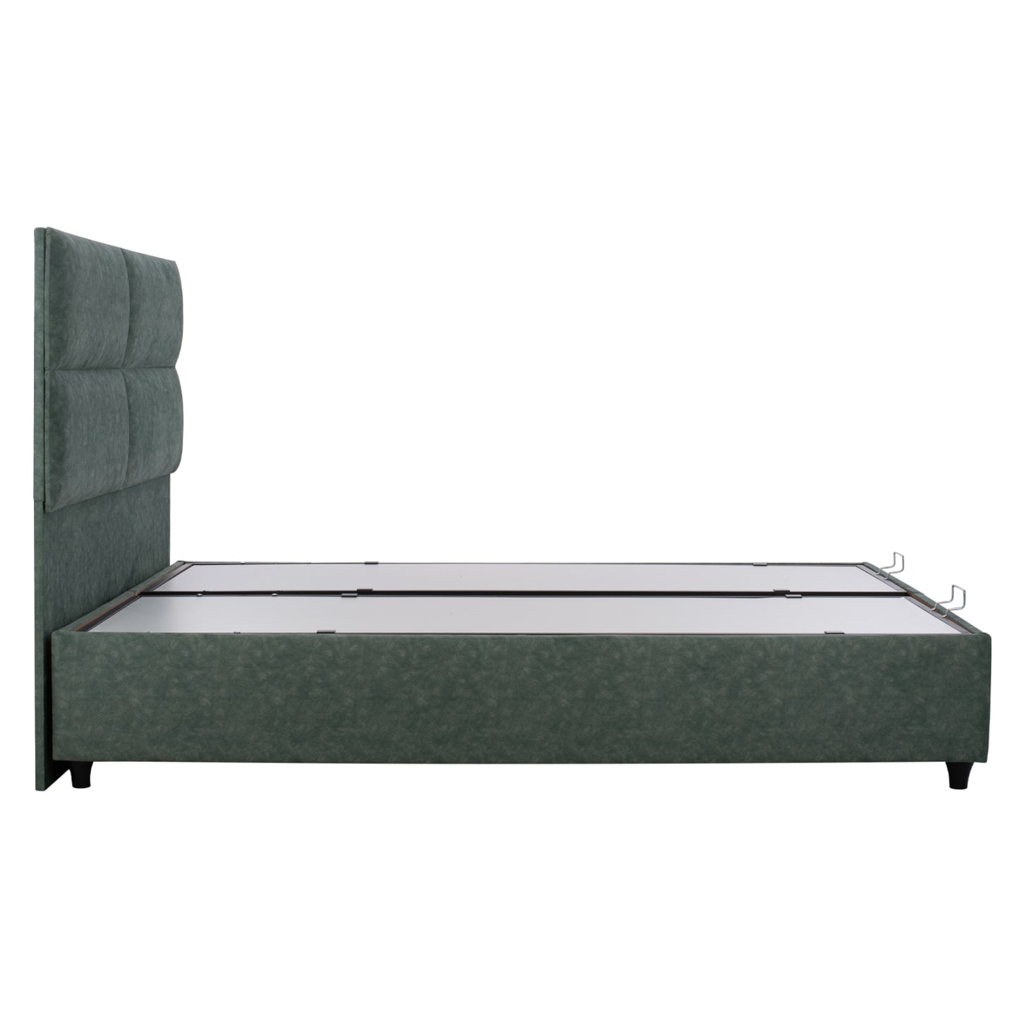 Hm622.07 Bed, Nubuck-type Green Fabric, Storage, 160x200