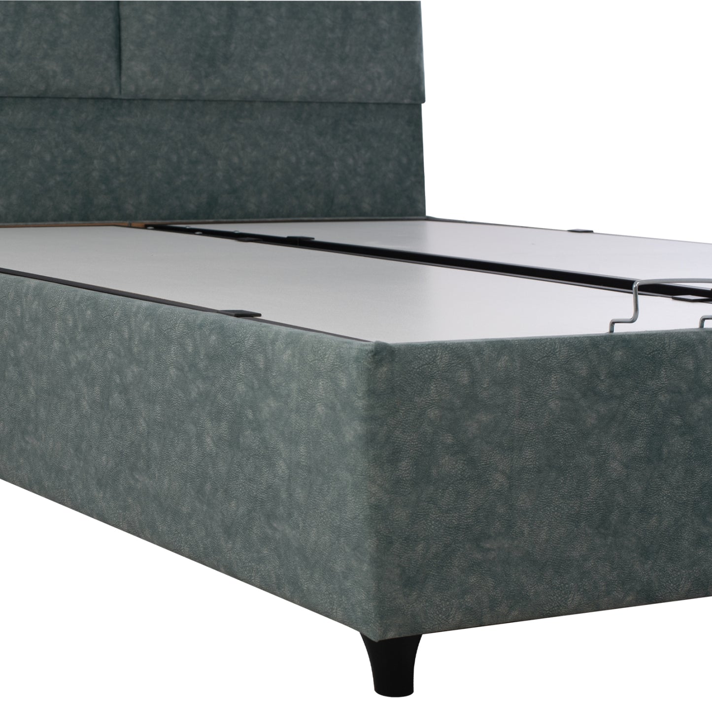 Hm622.07 Bed, Nubuck-type Green Fabric, Storage, 160x200