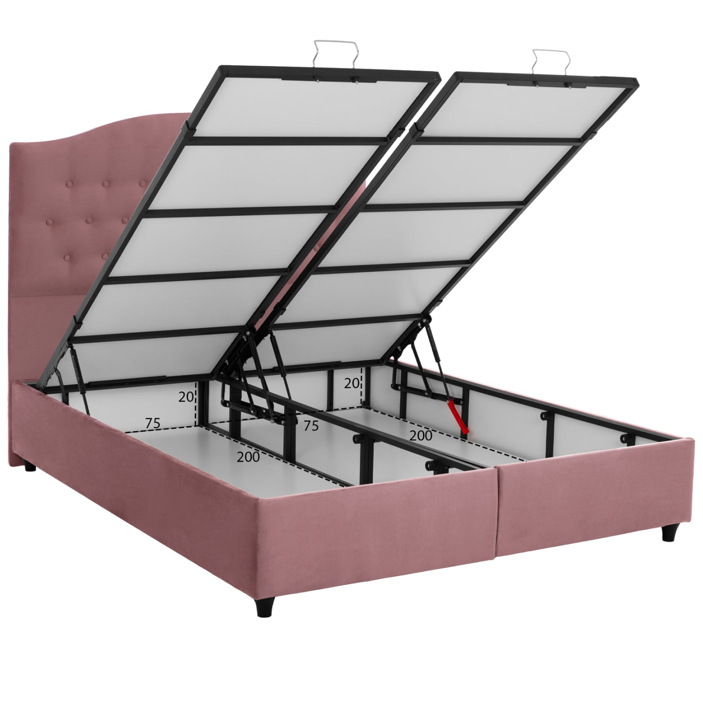Hm624.12 Bed Malena, Storage Space, Dusty Pink Velvet, 160x200