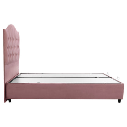 Hm624.12 Bed Malena, Storage Space, Dusty Pink Velvet, 160x200