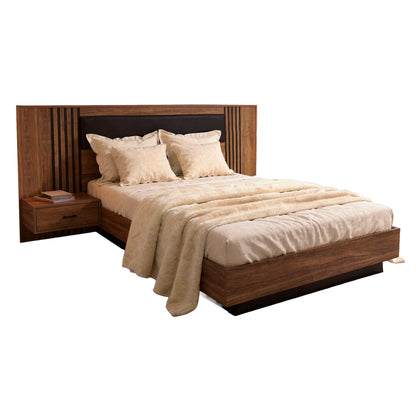 Double Bed With Nightstands Harry Hm750.01 Melamine In Natural/black--mattress 160x200cm