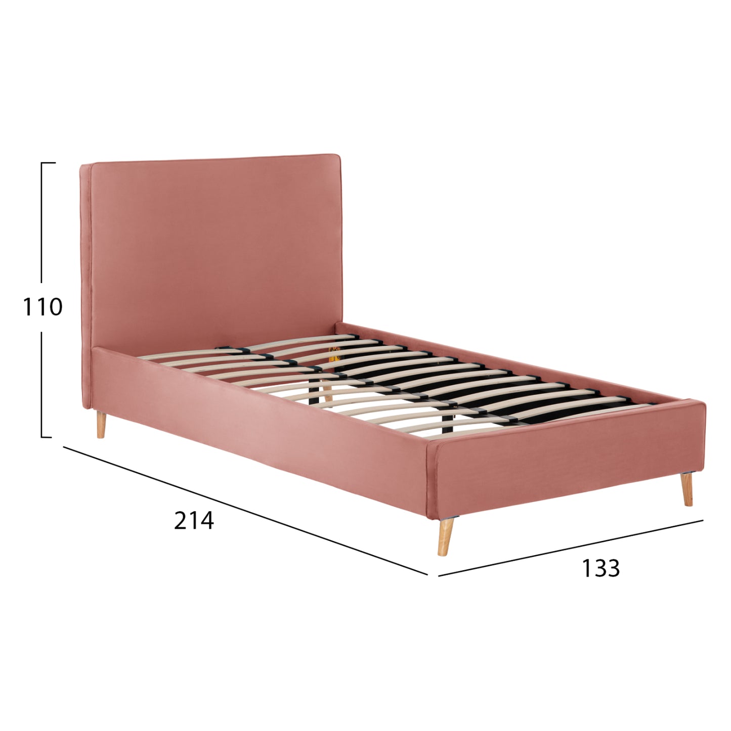 Bed Maylin Hm598.02 With Dusty Pink Velvet For Mattress 120x200cm.