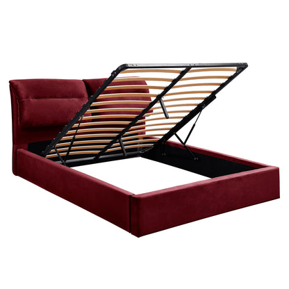 Bed With Mattress & Storage Space Kendra Hm10767.03 Burgundy Red Velvet--for Mattress 160x200cm.