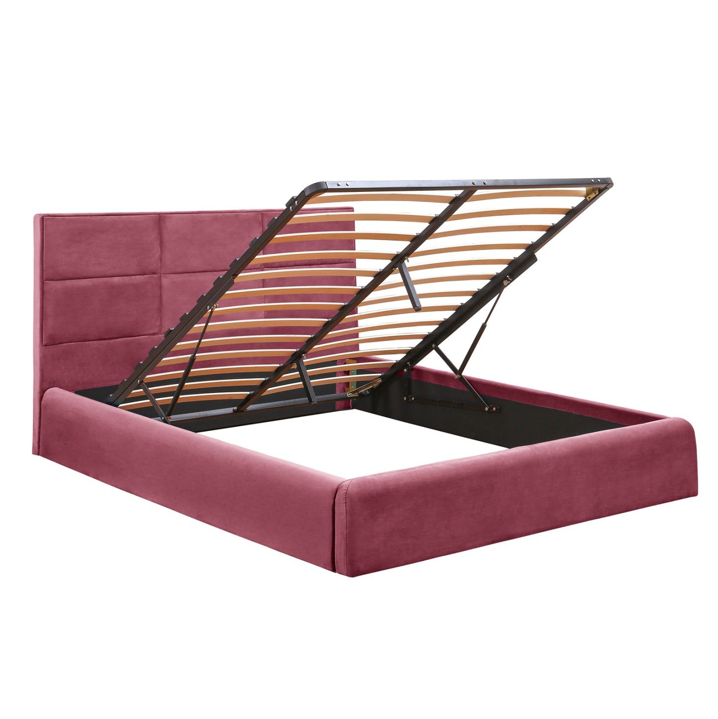 Bed With Mattress & Storage Space Briley Hm10807.02 Dusty Pink Velvet--for Mattress 160x200cm.