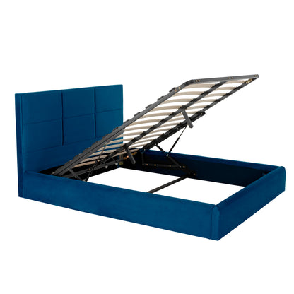 Bed With Mattress & Storage Space Briley Hm10807.08 Blue Velvet--for Mattress 160x200cm.