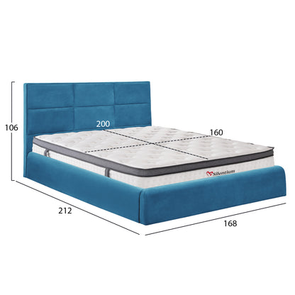 Bed With Mattress & Storage Space Briley Hm10807.18 Royal Blue Velvet--for Mattress 160x200cm.