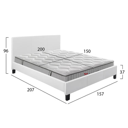 Bed With Mattress Becca Hm10760.01 White Pu--for Mattress 150x200cm