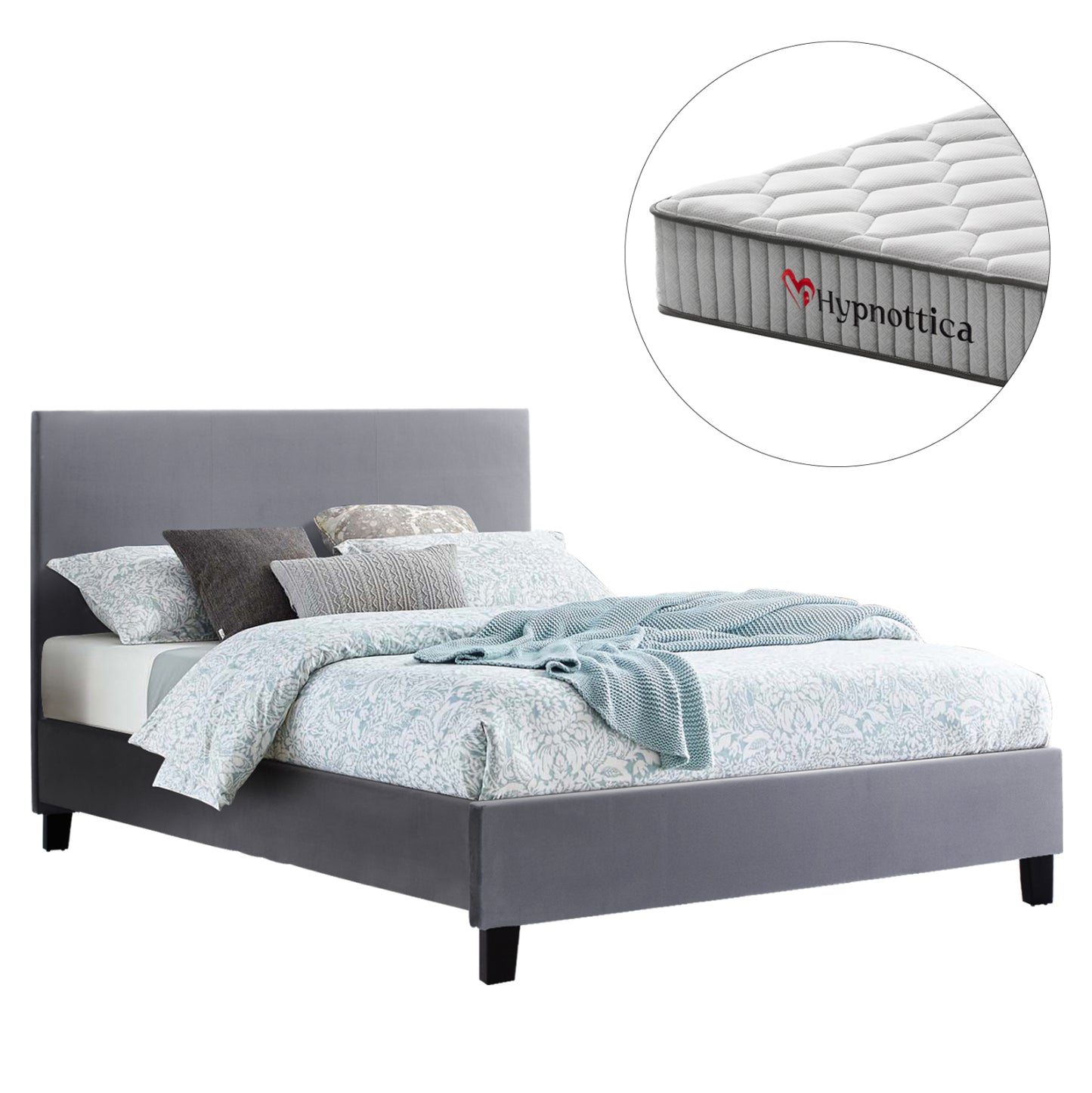 Bed With Mattress Becca Hm10760.02 Grey Fabric--for Mattress 150x200cm