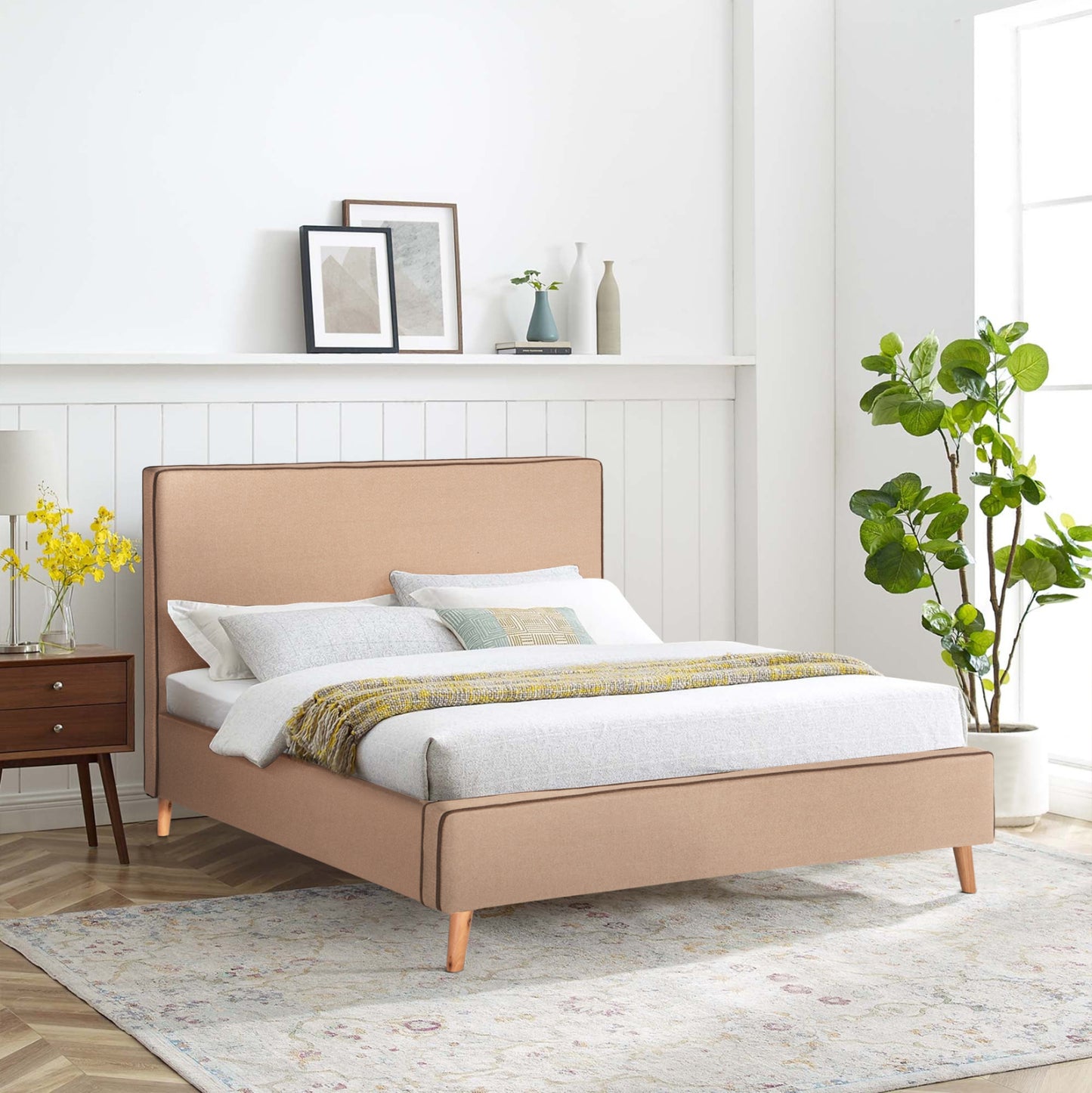 Bed With Mattress Indra Hm21280.02 Beige Fabric--for Mattress 160x200cm