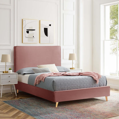 Bed With Mattress Maylin Hm21281.01 Dusty Pink Velvet--for Mattress 120x200cm