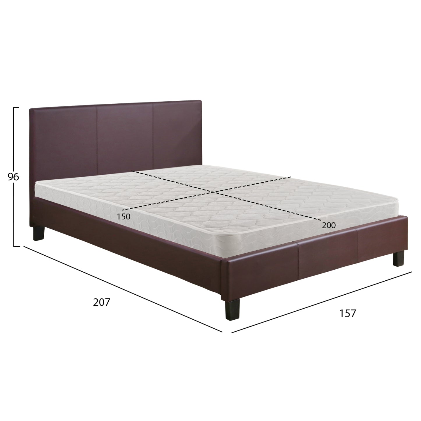 Bed With Mattress Becca Hm21283.02 Brown Pu--for Mattress 150x200cm